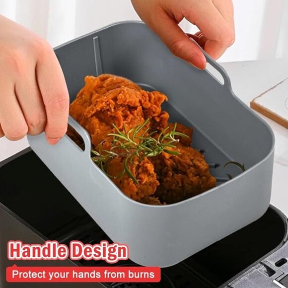 2/$14 💥🆕 Air Fryer Gray Reusable Rectangle Silicon Liners | 2 Pack | 4730 - Picture 5 of 6